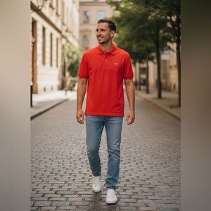 Lacoste Sport Mens Polo Shirt Short Sleeve 100% Cotton Red XL Casual Golf Office